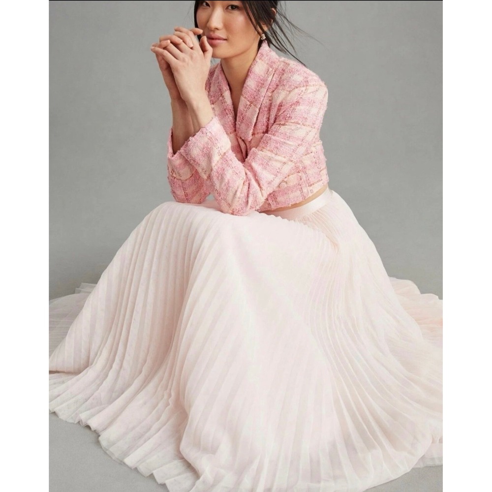 Anthropologie Hutch Pink Pleated Tulle Maxi Skirt Size S NWT Balletcore Wedding